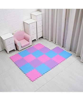 MQIAOHAM Children Puzzle mat Play mat Squares Play mat Tiles Baby mats for Floor Puzzle mat Soft Play mats Girl playmat Carpet Interlocking Foam Floor mats for Baby Pink Blue Purple 103107111
