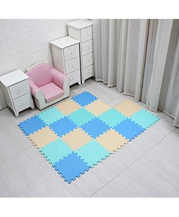 MQIAOHAM Children Puzzle mat Play mat Squares Play mat Tiles Baby mats for Floor Puzzle mat Soft Play mats Girl playmat Carpet Interlocking Foam Floor mats for Baby Blue Green Beige 107108110