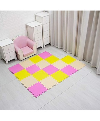 MQIAOHAM Children Puzzle mat Play mat Squares Play mat Tiles Baby mats for Floor Puzzle mat Soft Play mats Girl playmat Carpet Interlocking Foam Floor mats for Baby Pink Yellow Beige 103105110