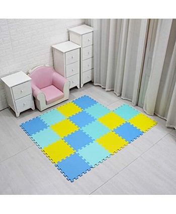 MQIAOHAM Children Puzzle mat Play mat Squares Play mat Tiles Baby mats for Floor Puzzle mat Soft Play mats Girl playmat Carpet Interlocking Foam Floor mats for Baby Yellow Blue Green 105107108