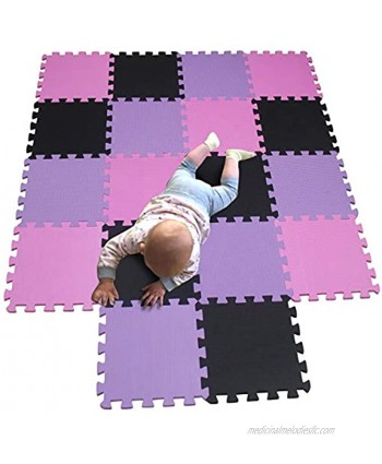 MQIAOHAM Children Puzzle mat Play mat Squares Play mat Tiles Baby mats for Floor Puzzle mat Soft Play mats Girl playmat Carpet Interlocking Foam Floor mats for Baby Pink Black Purple 103104111