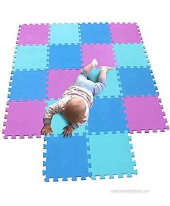 MQIAOHAM Children Puzzle mat Play mat Squares Play mat Tiles Baby mats for Floor Puzzle mat Soft Play mats Girl playmat Carpet Interlocking Foam Floor mats for Baby Pink Blue Green 103107108