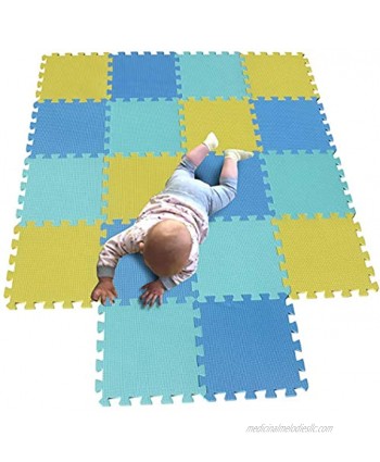 MQIAOHAM Children Puzzle mat Play mat Squares Play mat Tiles Baby mats for Floor Puzzle mat Soft Play mats Girl playmat Carpet Interlocking Foam Floor mats for Baby Yellow Blue Green 105107108