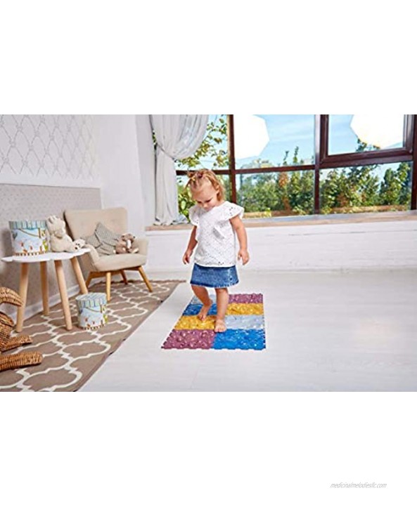 Ortodon Space Modular Mat for Baby Hypoallergenic Elastic PVC Non-Toxic Non-Smell Non-Slip 8 modules with Size 9.8 in x 9.8 in Each