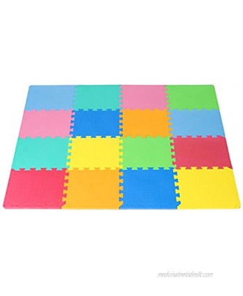 ProSource Kids Foam Puzzle Floor Play Mat with Solid Colors 36 Tiles or 16 Tiles with Borders