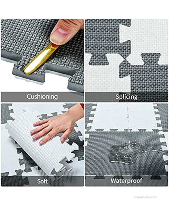 qqpp EVA Rubber 18 Tiles Interlocking Puzzle Foam Floor Mats Baby Play Mat for Playing | Exercise Mat for Home Workout. Gray. QC-Lb18N