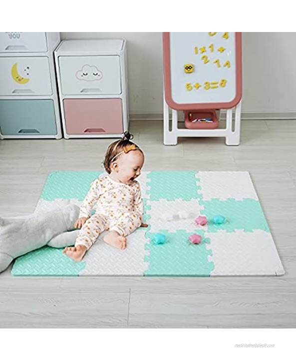 Tamiplay 12 Tiles Baby Play Mat 0.47 Inch Soft Play Mat Non-Toxic Eva Foam Puzzle Interlocking Floor Mats Playpen Mat with Borders for Baby Toddlers Kids