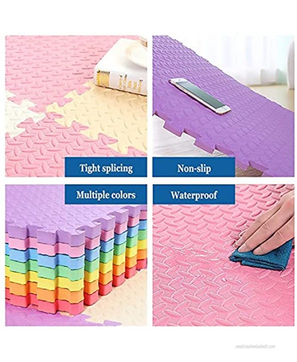 TBY EVA Foam Play Mat with Borders Soft Multi-Coloured Children Interlocking Play Floor mat for Living Room Garden Yoga Exercise Gym Perfect Home Decoration,Pink+Beige+Navy Blue,9