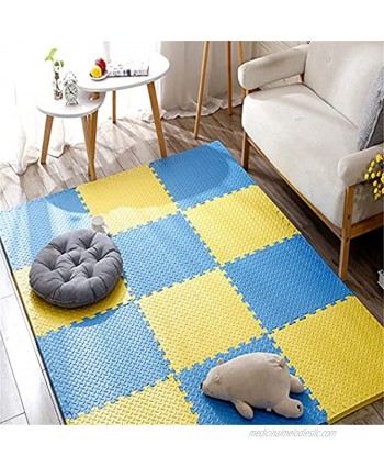 TONGQU EVA Foam Kids Play Mat Soft Interlocking EVA Foam Baby Puzzle Play Mat with Edges for Home Workout Yoga Exercise & Children's Play Area,Blue+Yellow,9