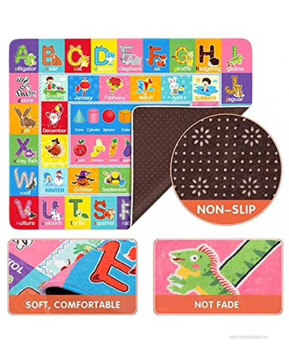 WINOMO Kids Foam Puzzle Play Mat Multicolor Exercise Puzzle Short Plush Play Mat Kids Foam Puzzle Floor Play Mat with Shapes& Words& Alphabets for Playroom Bedroom