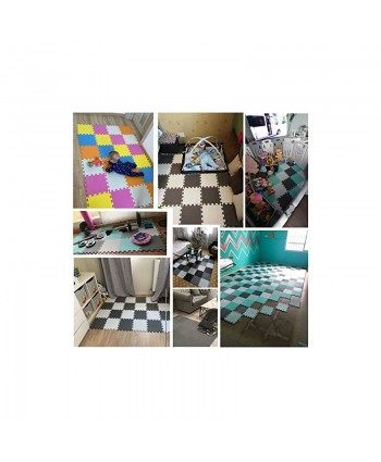 YIMINYUER Waterproof Interlocking Soft Eva Foam Mats Pads Room Garage Floor Tiles Mat Set Kids Baby Play Puzzle Yoga Fitness Gym Exercise Mats White Blue R01R07G301020