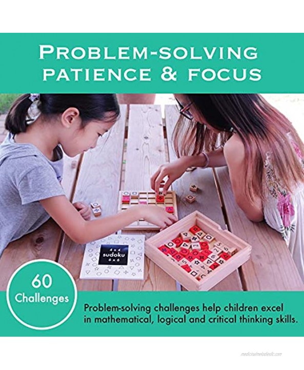 4x4 & 6x6 Wooden Sudoku Logic Thinking Puzzle Game for Kids with 60 Challenges
