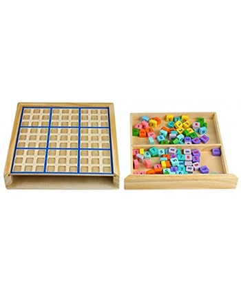 Andux Land Wooden Sudoku Puzzle Board Game with DrawerColorful SD-08 Blue