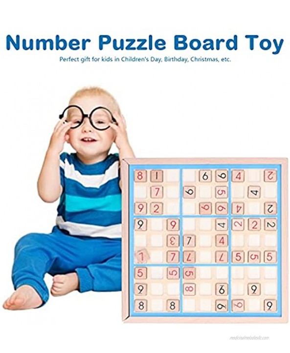 GLOGLOW Kid Sudoku Toy Children Wooden Chess Puzzle Board Game Number Educational Toys Kid Math Brain Teaser Desktop Sudoku ToysBlue