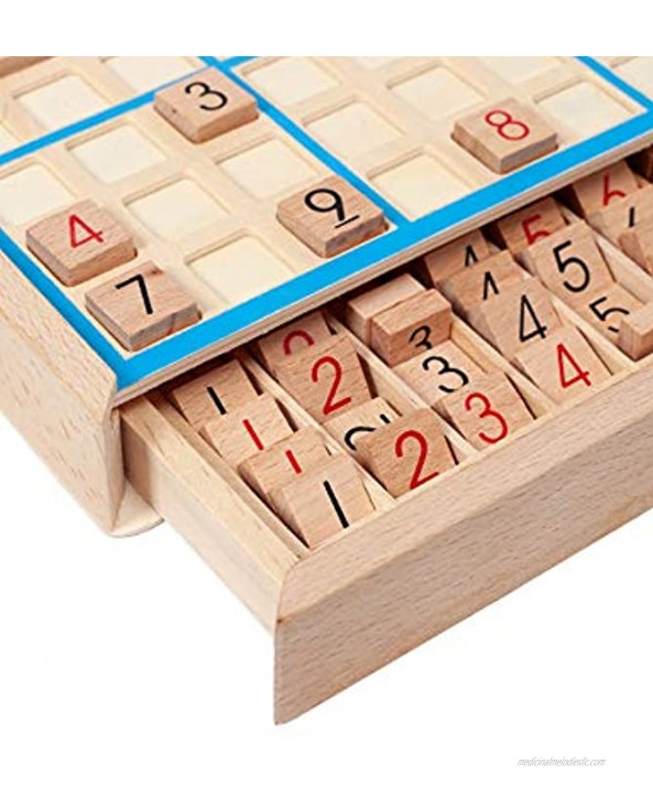 Symdiro Wooden Sudoku Board Game Montessori Toy Math Learning Board Puzzle Board Toy Mathematical Thinking Game with Drawer