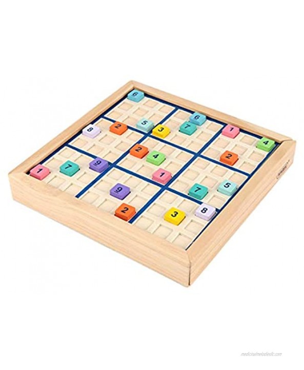 Todaytop Newest Wooden Sudoku Chess Puzzle Board Game with Drawer,Math Brain Teaser Sudoku Puzzles Desktop Toys Logical Thinking Puzzle Game for Kids