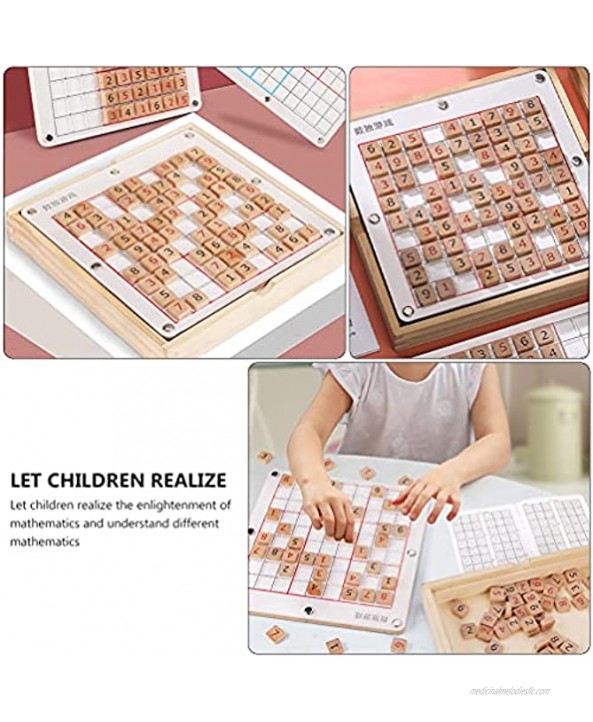 Toyvian Wood Sudoku Board Game Number Chess Puzzles Math Brain Teaser Desktop Toys Children Developmental Wood Number Toy for 4 to 6 Years Old