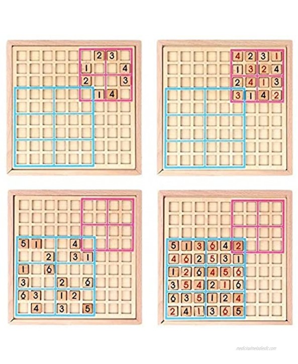 wastreake Wooden Sudoku Puzzle Children Educational Toys Wooden Sudoku Board Game with Drawer Adult Desktop Intelligence Games