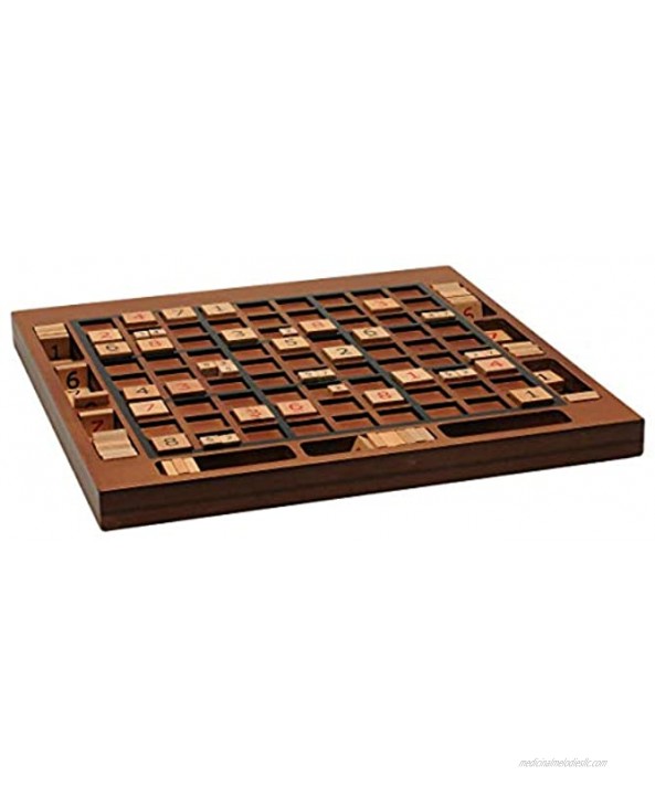 WE Games Wooden Sudoku Board with Storage Slots in Medium Stain 11.5 in.