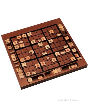 WE Games Wooden Sudoku Board with Storage Slots in Medium Stain 11.5 in.