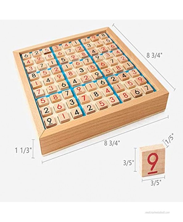 Wooden Sudoku Game Chess Board Jiugongge Children's Educational Toys，8 3 4“x 8 3 4“x 1 1 3“ Puzzle Book-Number Thinking Toys