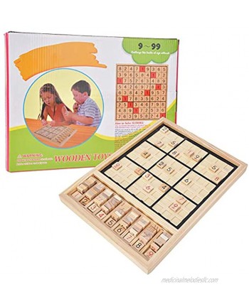 Wooden Sudoku Puzzles Board Game with Drawer,Number Thinking Game with English Puzzles&Answer Manual Number Place Board Math Brain Teaser Toys for Adults and Kids Train Logical Thinking Ability