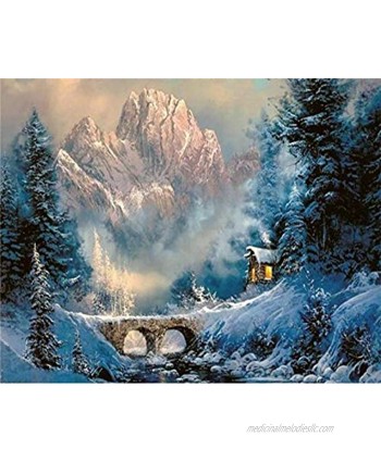 YHKTYV Oil Painting Snow Scene in The Wild Puzzles 120 Piece DIY Gift Indoor Games Educational Games Wall Decorations Artwork