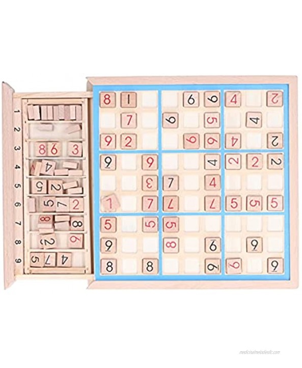 Zerodis Sudoku Puzzles Board Game Wooden Brain Teaser Desktop Toys Math Number Desktop Thinking Game Children Educational ToysBlue