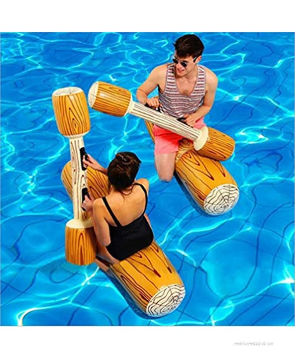 2 Pcs Set Inflatable Floating Row Toys Adult Children Pool Party Water Sports Games Log Rafts to Float Toys Yellow