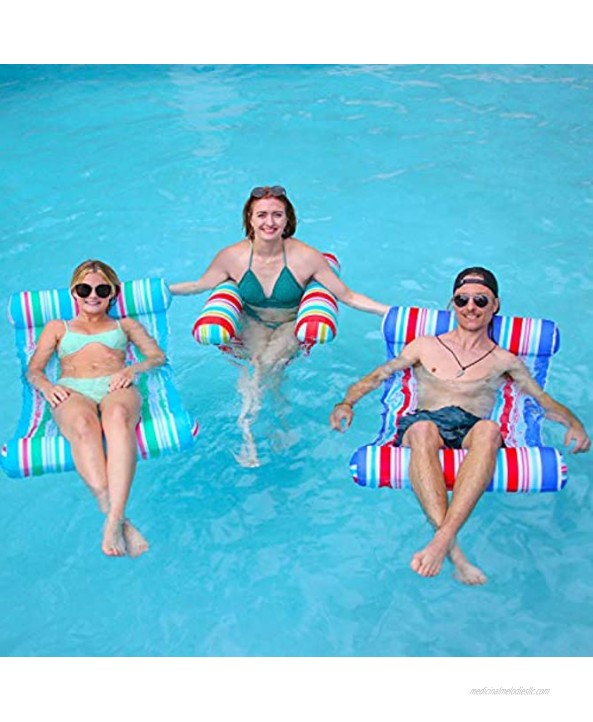 3 Pack Inflatable Pool Float Hammock Water Hammock Lounges Multi-Purpose Swimming Pool Accessories Saddle Lounge Chair Hammock Drifter for Pool Lake Outdoor Beach Blue Red Green