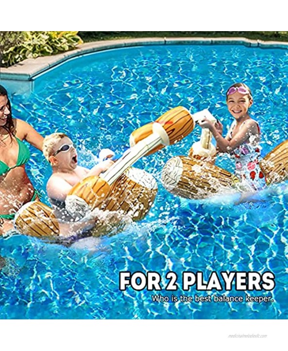 5PCS Inflatable Pool Float Kit Battle Log Rafts Water Toys Pool Games for Adults and Family Kids 2 Players Summer Party Swimming Pool Toys with Portable Air Pump