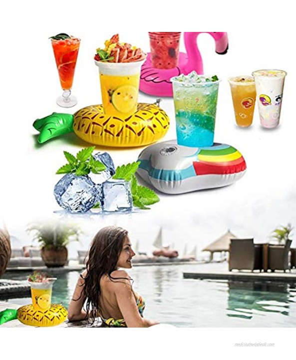 Brave Hours 6 Pack Drink Floats Cute Animal Pool Drink Holder Set Reusable Inflatable Float Cup Coasters for Summer Pool Party,6 Flamingo.