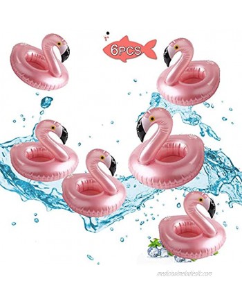 Brave Hours 6 Pack Drink Floats Cute Animal Pool Drink Holder Set Reusable Inflatable Float Cup Coasters for Summer Pool Party,6 Flamingo.