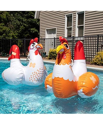 Chicken Fight Inflatable Pool Float Game Set Includes 2 Giant Battle Ride-Ons Flip Your Friends to Win! for Kids and Adults