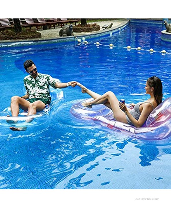 FindUWill Inflatable Pool Lounge 2 Pack Inflatable Pool Floats with Headrest Backrest & Footrest Pool Raft Swimming Pool Lounger with Cup Holder DeepSkyBlue&LightPink