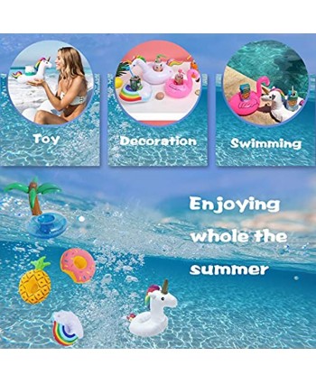 FRETOD Inflatable Drink Holder 14 Pack Pool Drink Holder with Free 1 Inflator and 3 Phone Waterproof Bag Pool Drink Holder for Pool Party
