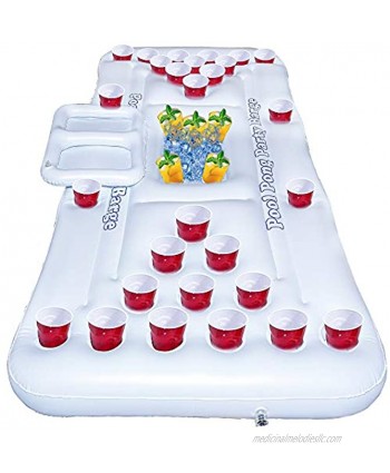 FUNPENY Floating Inflatable Pong Pool Party Barge Outdoor Pong Table for Adults Soft Drink Games with Color White