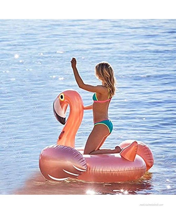 Giant Inflatable Flamingo Ride On Pool Float Blow Up Pool Floatie with Fast Valves Swimming Floating Raft Lounge Summer Party Decorations Toys for Kids Adults