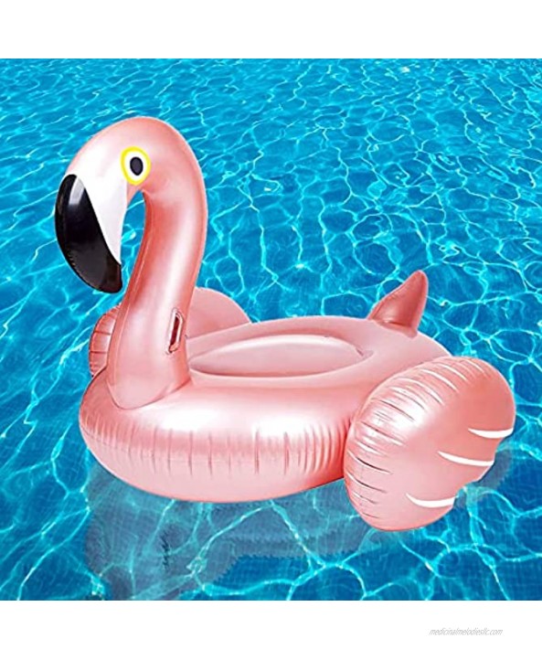 Giant Inflatable Flamingo Ride On Pool Float Blow Up Pool Floatie with Fast Valves Swimming Floating Raft Lounge Summer Party Decorations Toys for Kids Adults