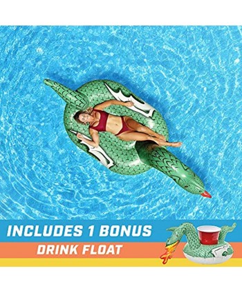 GoFloats Giant Inflatable Pool Floats with Bonus Drink Float Choose from Our Awesome Styles Unicorn Dragon Flamingo Bull and Swan