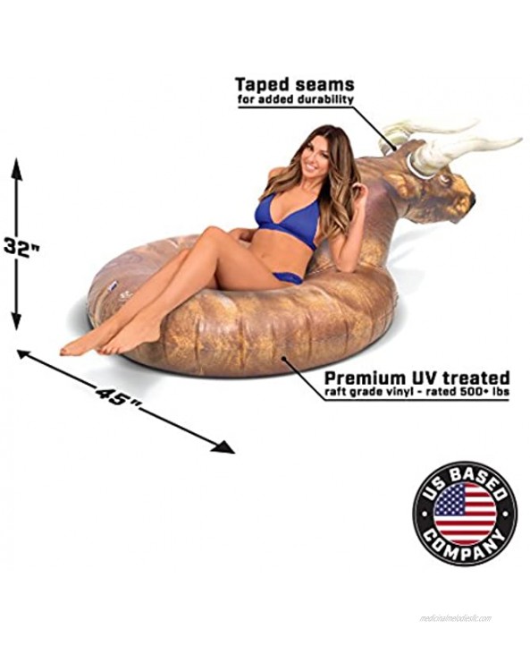 GoFloats Inflatable Buckin' Bull Pool Float Party Tube Grab Summer by The Horns