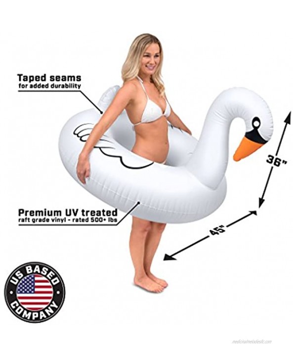 GoFloats Inflatable Swan Pool Float Party Tube Float in Style