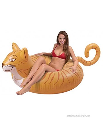 GoFloats Meowzers The Cat Party Tube Inflatable Raft Float in Style for Adults and Kids Orange