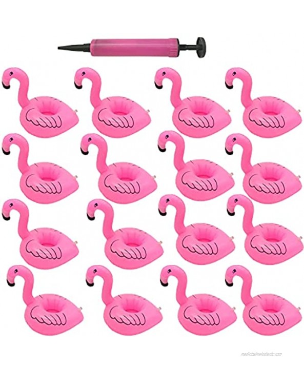 Inflatable Drink Holder 16 Packs Flamingos Floats Inflatable Cup Floating Coasters for Summer Swimming Pool Party and Kids Fun Bath Toys 16 Packs