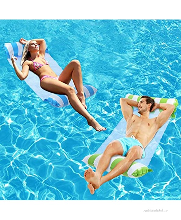 Inflatable Pool Float 2-Pack Adult Pool Floaties Multi-Purpose 4-in-1 Swimming Water Floating Rafts Saddle Lounge Chair Hammock Drifter for Pool Lake Beach River