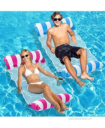 Inflatable Pool Float 2-Pack Adult Pool Floaties Multi-Purpose 4-in-1 Swimming Water Floating Rafts  Saddle Lounge Chair Hammock Drifter for Pool Lake Beach River