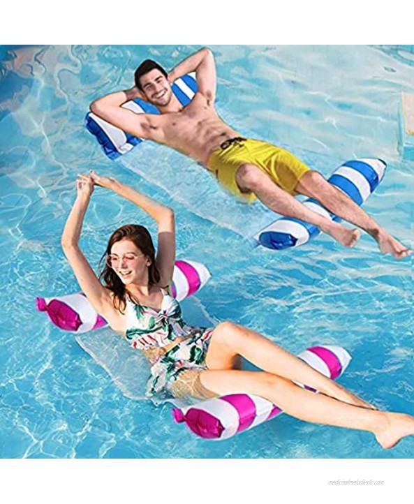 Inflatable Pool Floats Adult Size 2 Pack Pool Floaties with Manual Air Pump,4-in-1 Multi-Purpose Swimming Pool Toys As Pool Lounger,Pool Hammock,Chair,Noodle,Portable Water Floats