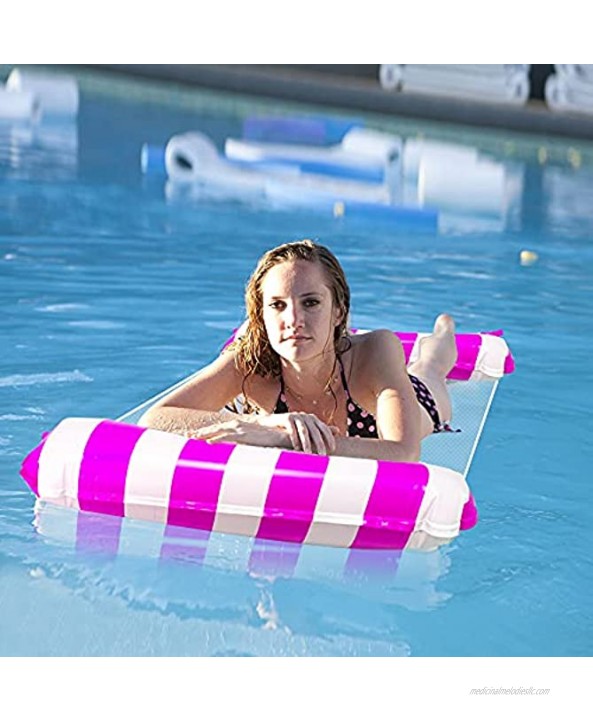 Inflatable Pool Floats Adult Size 2 Pack Pool Floaties with Manual Air Pump,4-in-1 Multi-Purpose Swimming Pool Toys As Pool Lounger,Pool Hammock,Chair,Noodle,Portable Water Floats