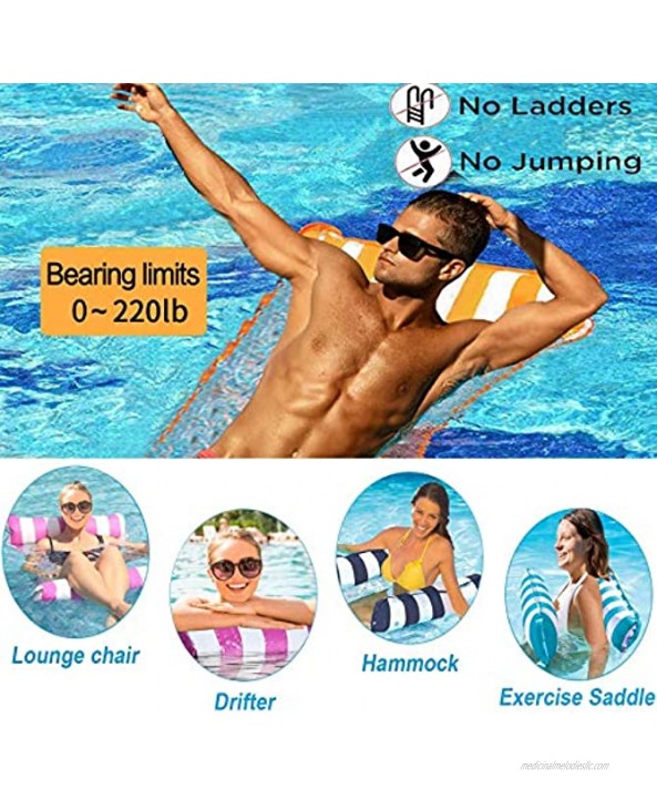 Inflatable Pool Floats for Adults Pool Floaties Swimming Pool Float Hammock 2Packs Inflatable Pool Float with Pump,as Water Hammock,Pool Chairs to Beach,Floats for Swimming Pool