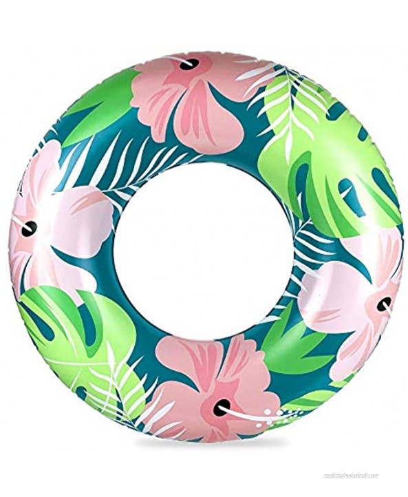Inflatable Pool Tube Swim Ring Pool Floats for Adults Plants Swim Tubes Beach Swimming Party Toys Rafts Floaties 90cm 35.4Green